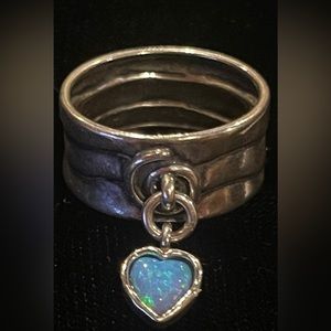 Passage to Israel Sterling Silver and Opal Charm Ring